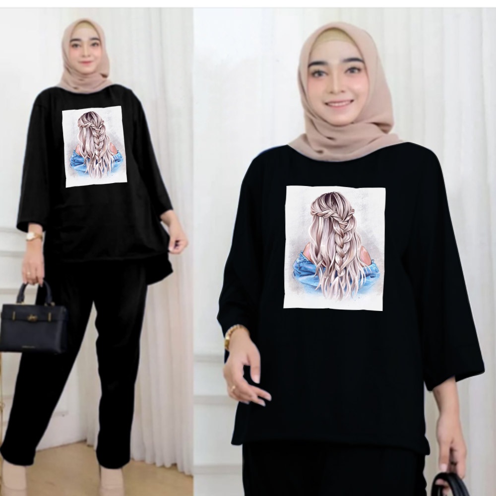 FF SETELAN TUNIK WANITA HIJAB COLABORATION BAHAN BABYTERY IMPORT 011