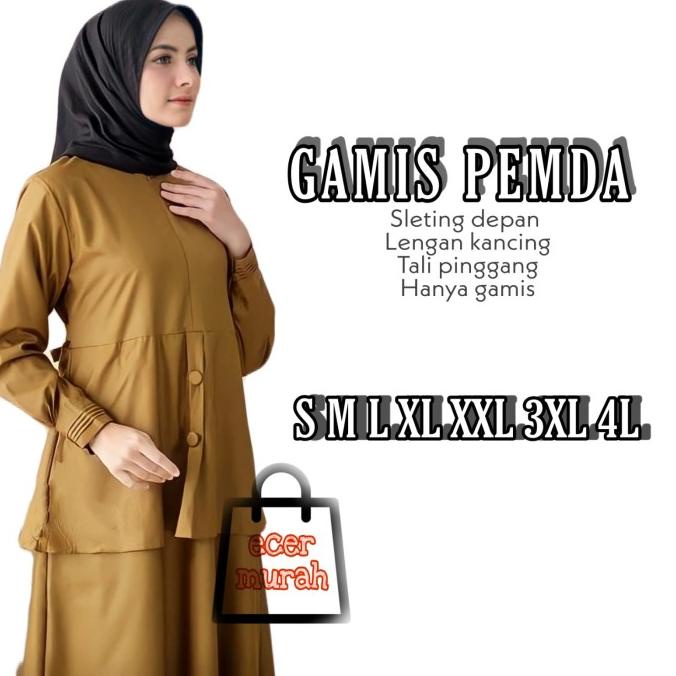 BAJU GAMIS SERAGAM PEMDA PNS KHAKI WANITA JUMBO