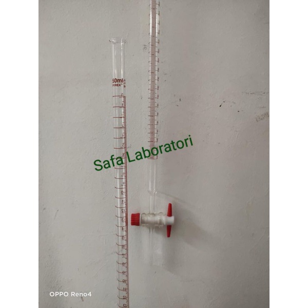 Buret 50ml Kran Teflon Pyrex