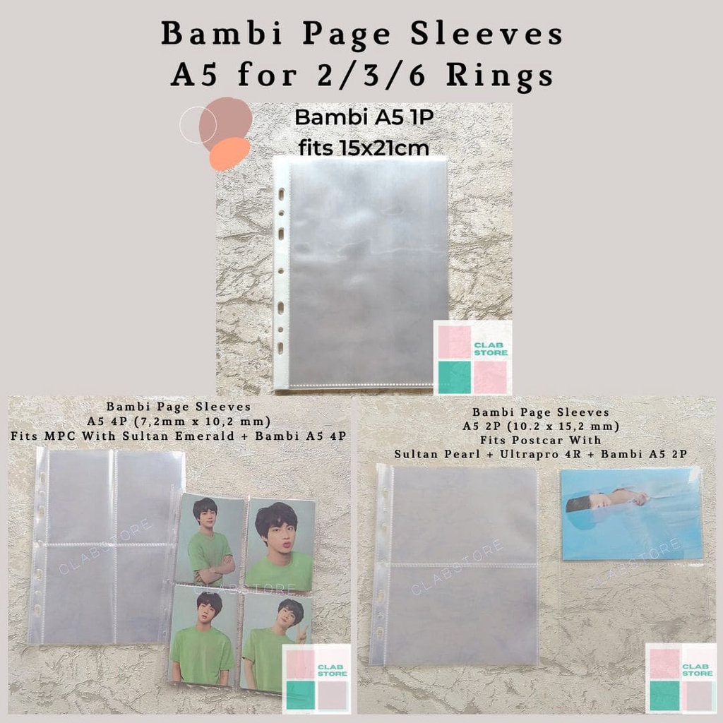 

Bambi Sultan Refill Page Sleeve Pocket Binder A5 1P 2P 4P KPOP Photocard, MPC, Polaroid, Postcard