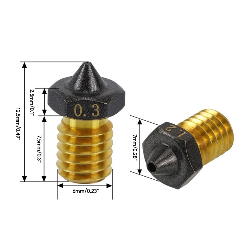 Zzz 0.2/0.3/0.4/0.5/0.6/0.8/1.0mm/1.2mm Nozzle Ujung CHT Kloning Aliran Tinggi Untuk Ender3