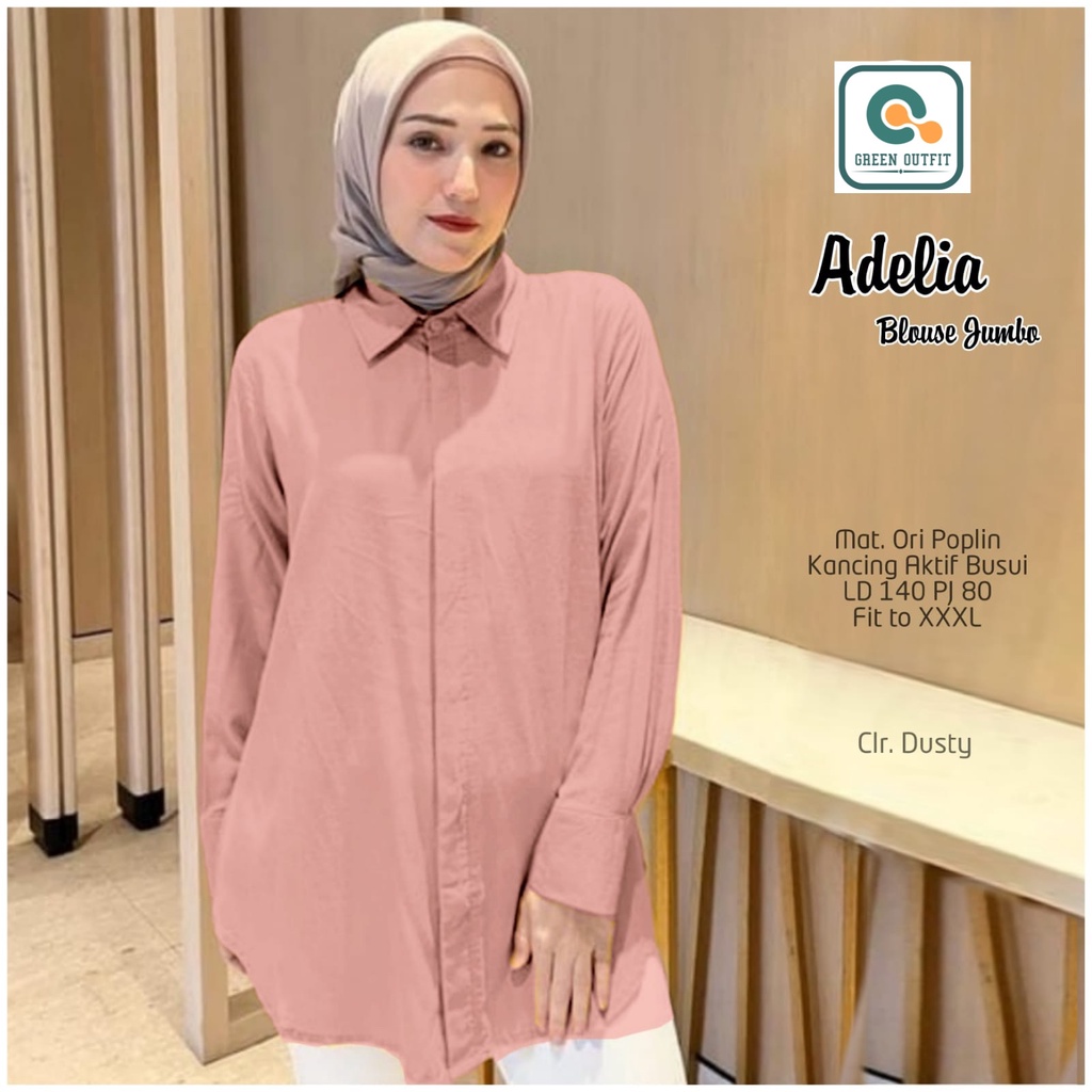 adelia tunik jumbo pakaian baju atasan longtunik kemeja  ld 140  big over size bigsize casual busui 
