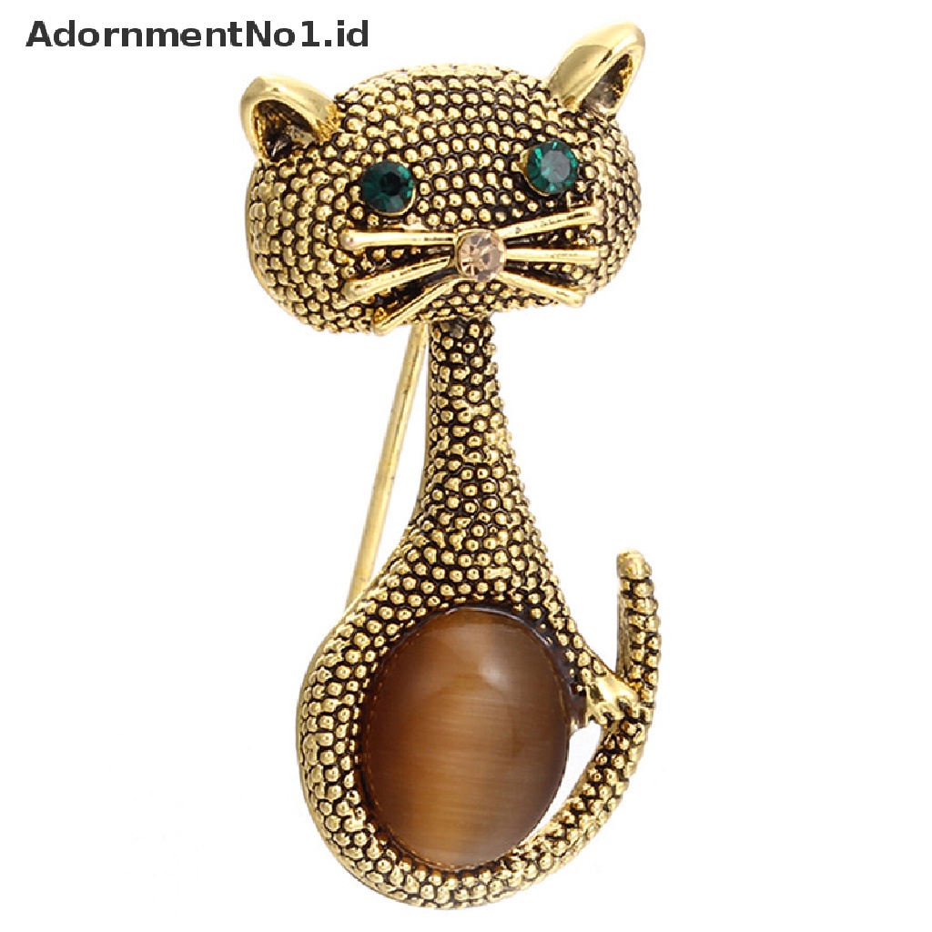 [AdornmentNo1] Cat Eye Stone Brooch Pin Hewan Bros Kerah Klip Pernikahan Opal Wanita Bros [ID]