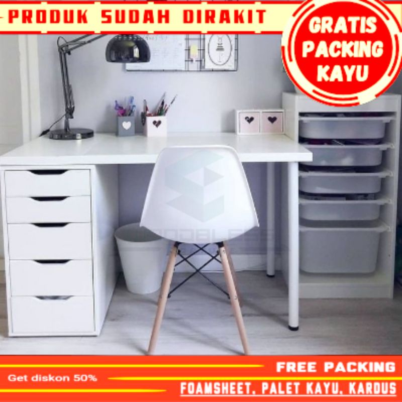 MEJA KERJA MEJA BELAJAR MEJA KANTOR MINIMALIS LACI 5 SAMPING MURAH MEWAH