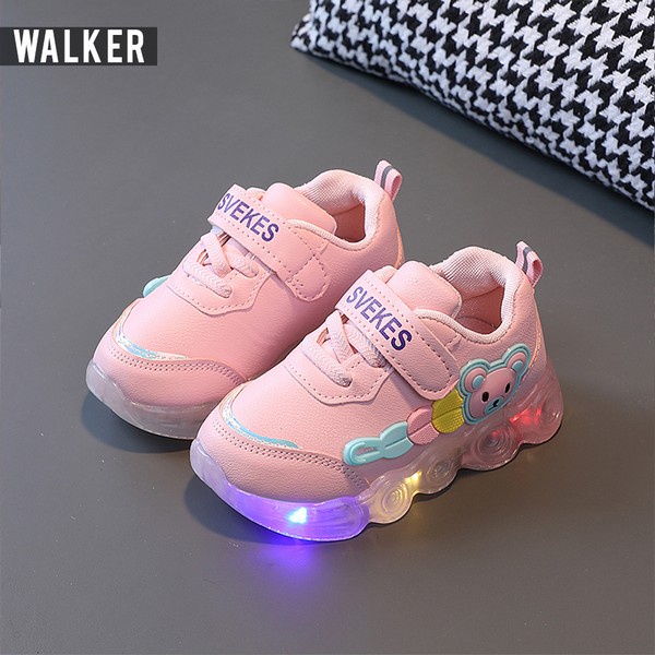 Sepatu Sneaker Anak Laki Laki Perempuan - Sepatu Anak TK PAUD Import Ada Lampu LED m291