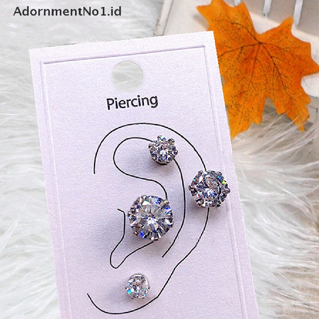 [AdornmentNo1] Anting Stud Telinga Magnet Kristal Zirkon Anting Magnet Non Perhiasan [ID]