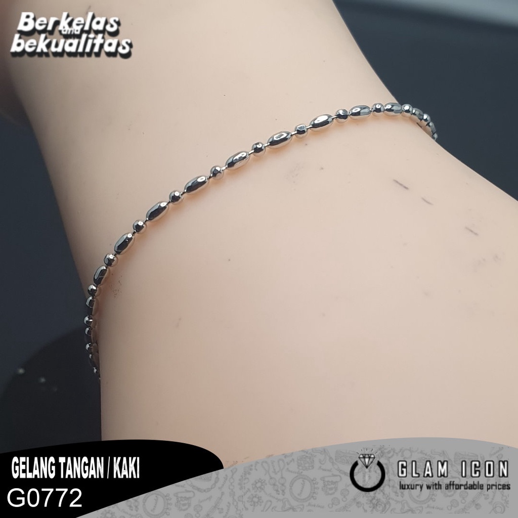 Gelang Rantai Tangan Padi kecil badul Ukir telapak G0772 GRS