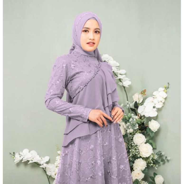 Gamis  Brokat Kombinasi Velvet Look 10 Look in 1 Nagita Dress Gamis Muslim Wanita Kondangan Ready Dress Brokat Payet