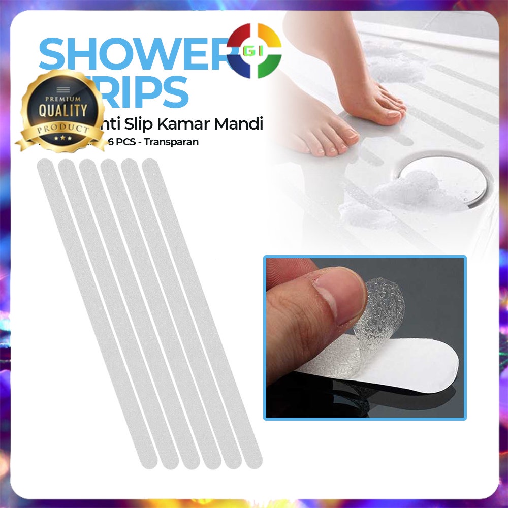 Stiker Anti Slip Kamar Mandi Shower 20x380mm 6 PCS Transparent COD