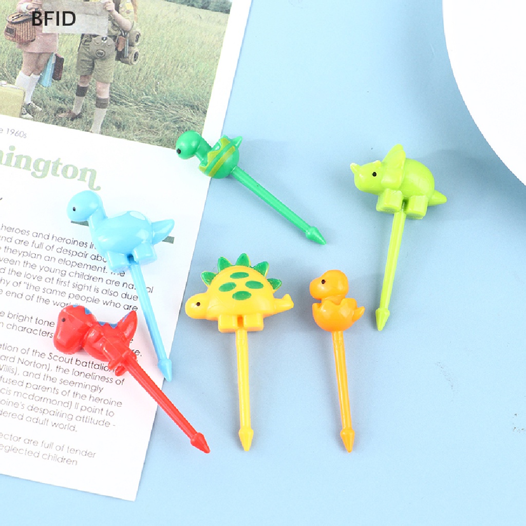 [BFID] 6pcs/set Dinosaurus Mini Hewan Kartun Makanan Picks Anak Snack Garpu Buah [ID]