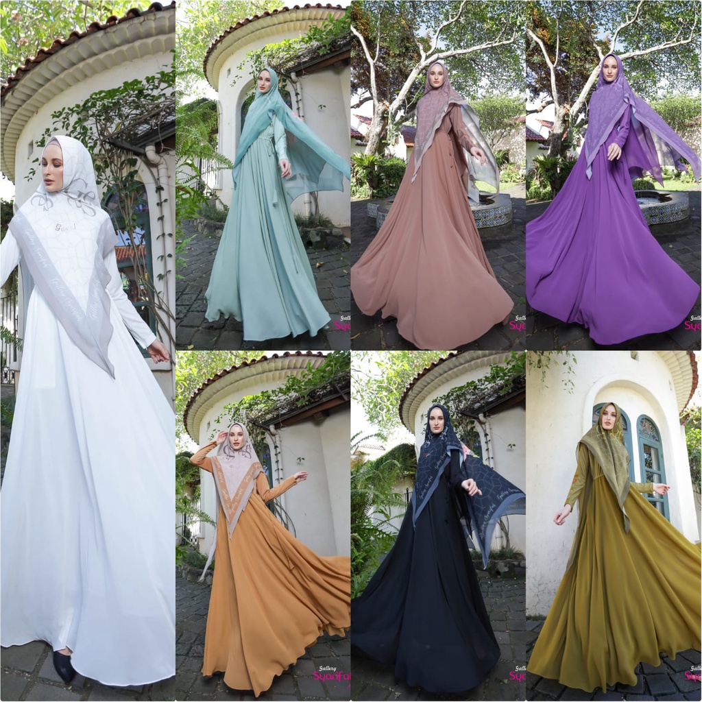 ORIGINAL Gamis Syar'i Maura Syari by Gallery Syarifah - putih Umroh haji Realpic ORI 100%