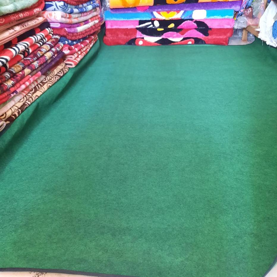 Depan KARPET LANTAI PERMADANI POLOS LESEHAN RUMAH MAKAN LIST HITAM EMERALD LIST 2x3m TIKAR PIKNIK
