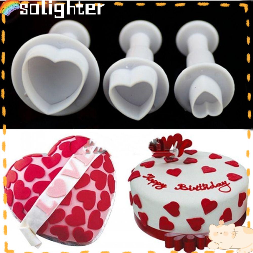 Solighter 3Pcs/set Cetakan Mold DIY Cookie Fondant Love Hati