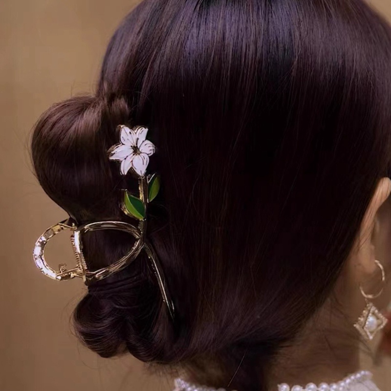 Baru Wanita Logam Rambut Cakar Elegan Emas Bunga Rambut Klip Jepit Kepiting Ikat Kepala Ponytail Klip Hiasan Kepala Aksesoris Rambut