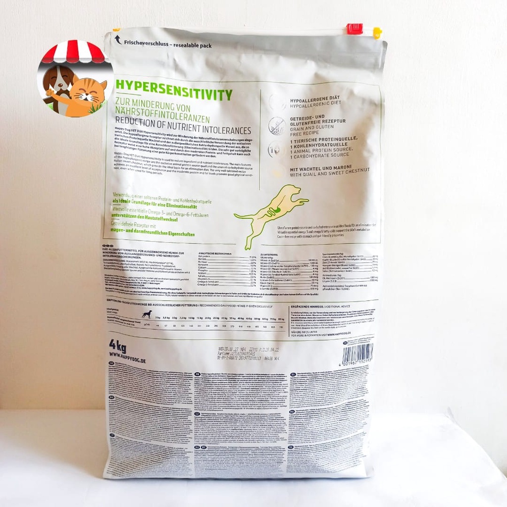 Happy Dog Vet Diet Hypersensitivity 4kg untuk Alergi Makanan