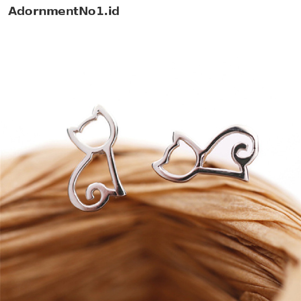 [AdornmentNo1] Indah Wanita Gadis Lucu Perak Anting Hewan Telinga Kucing Stud Earrings Perhiasan Hadiah [ID]