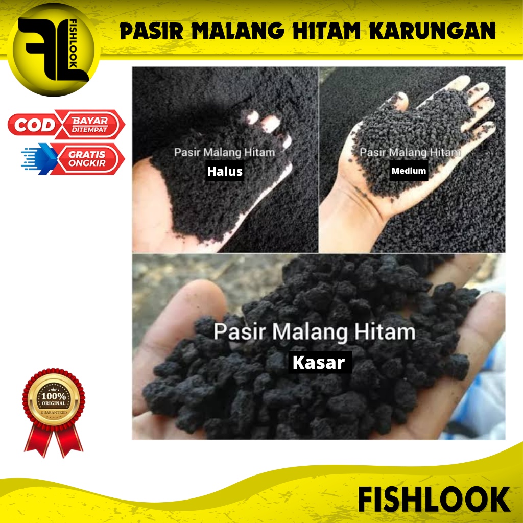 PASIR MALANG KARUNGAN HITAM HALUS MEDIUM KASAR AQUARIUM AQUASCAPE TANAMAN