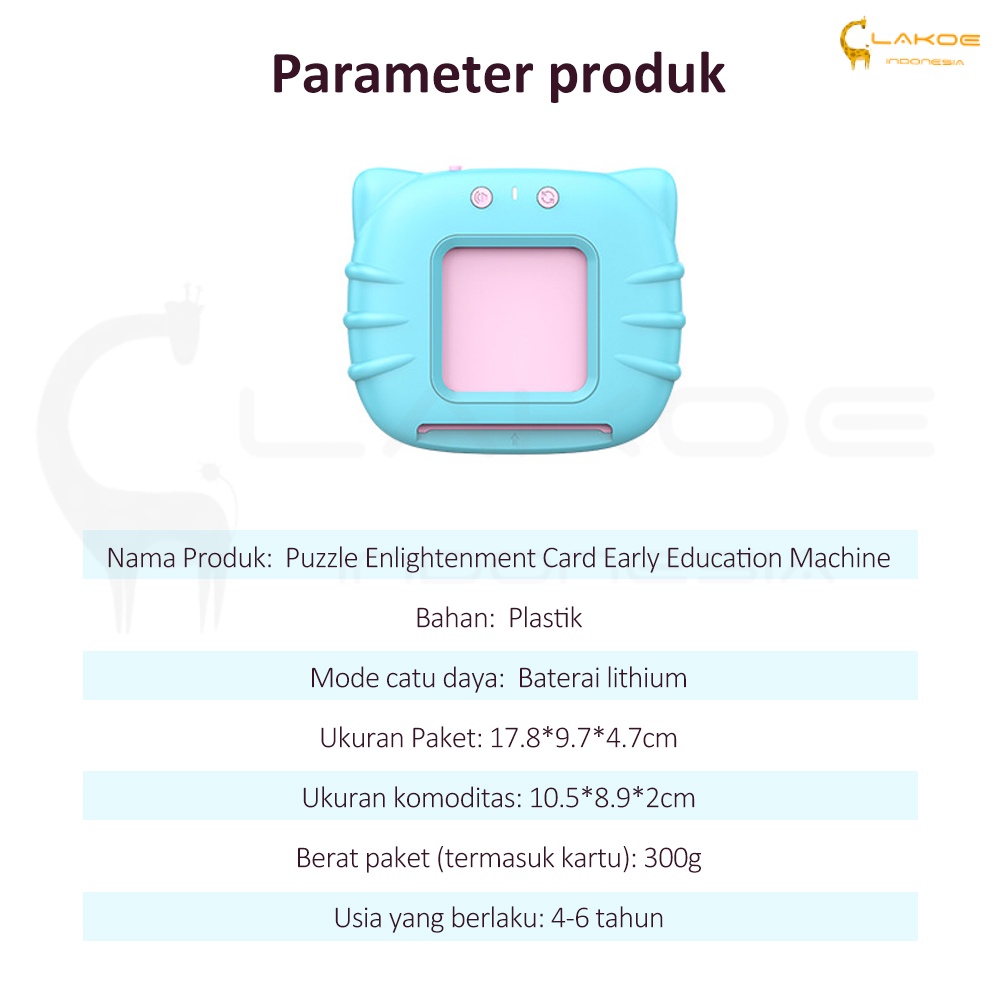 Flash Card Early Education Bilingual Device Mainan Flash card bersuara Alat Bantu Pengenalan kosakata Bahasa Inggris