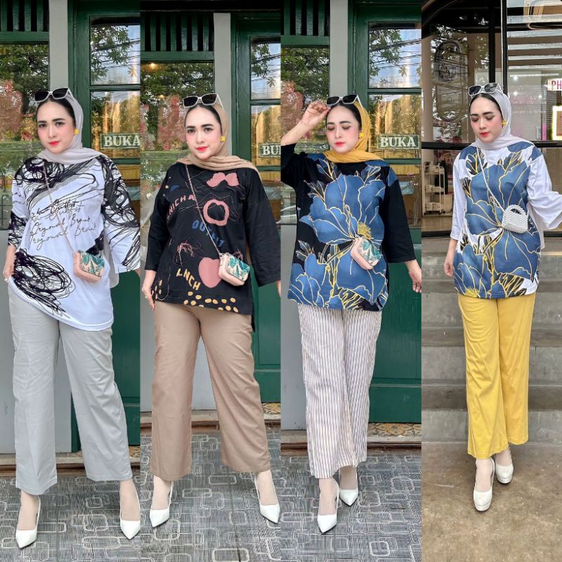 ONE SET LANICHA ORIGINAL/ONE SET LANICHA TERBARU/ONE SET OVERSIZE/SET CELANA