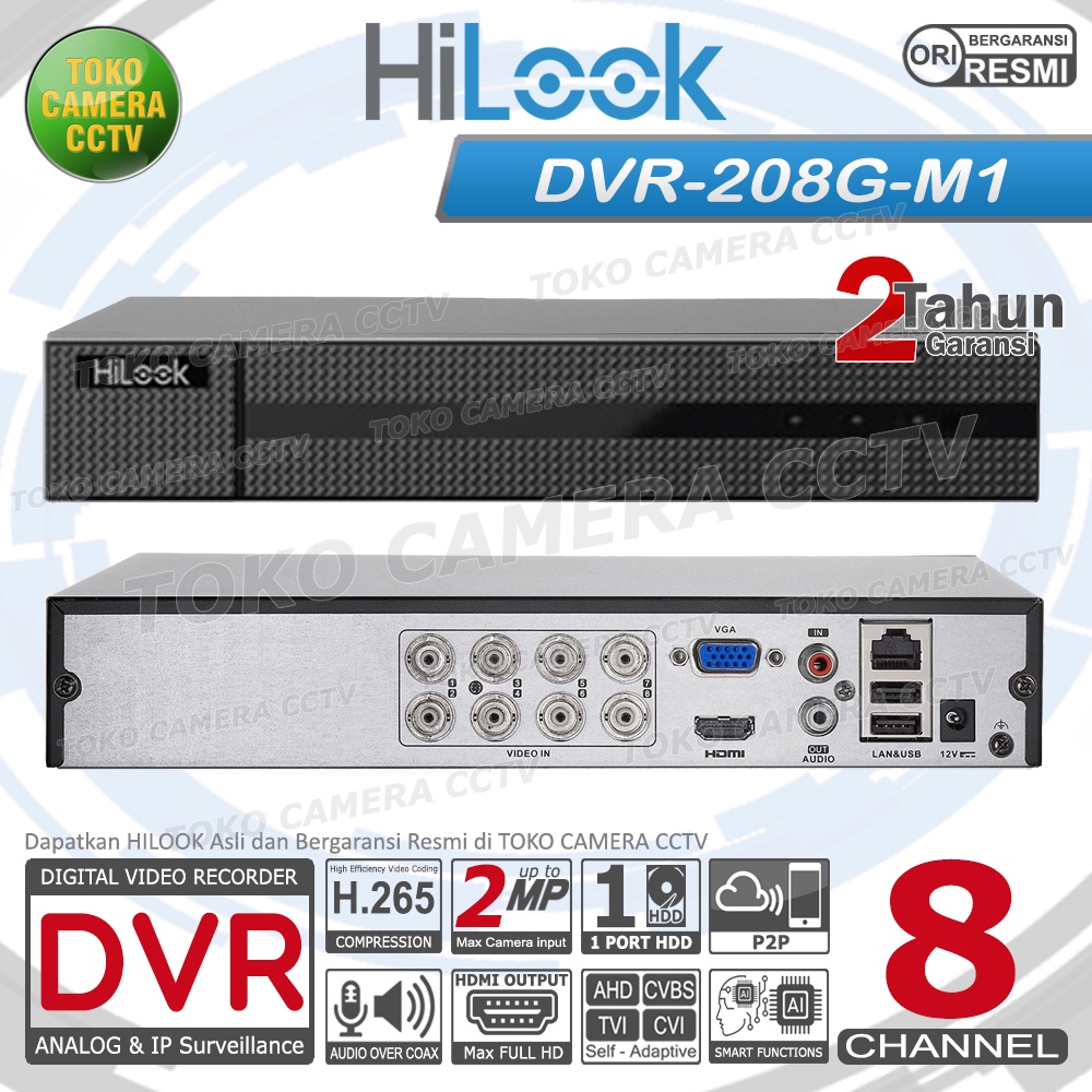 DVR RECORDER CCTV HILOOK 8 CHANNEL CCTV HILOOK 8CH 2MP