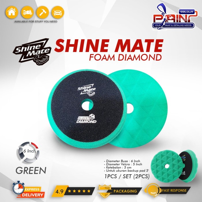 SHINEMATE Busa Poles Diamond Foam Pad 6 Inch GREEN - Busa Cutting