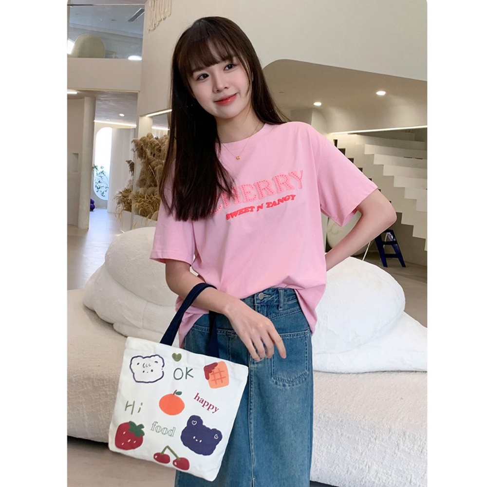 Tote Bag Handbag Tas Tote Kanvas Mini Wanita Korean Style  Kecil Tas Makeup Canvas Tempat Kosmetik Tas Totebag Bekal Kanvas Mini Bag Lunch Canvas Tas Wanita