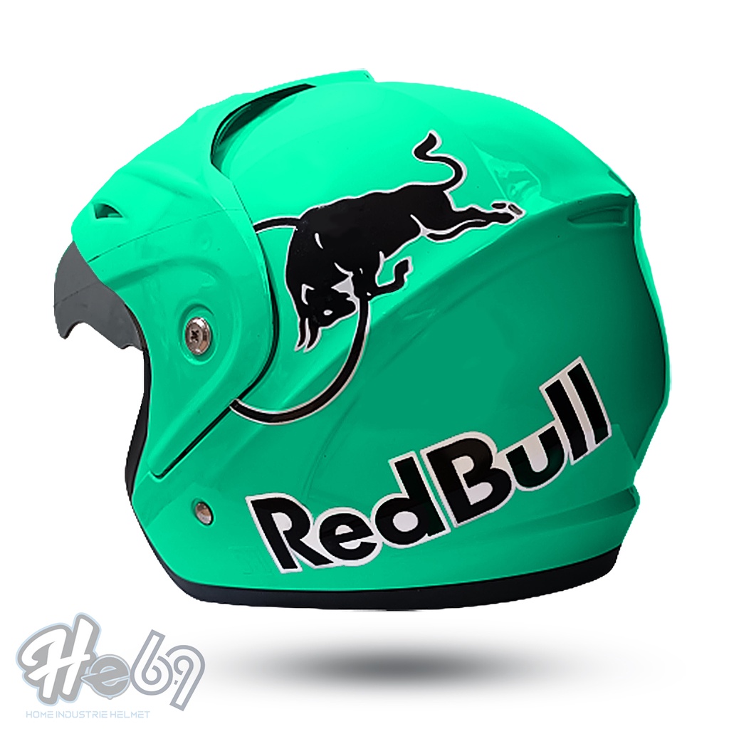 Helm Half Face JP5 Red Bull / Helm Dewasa Pria Dan Wanita SNI