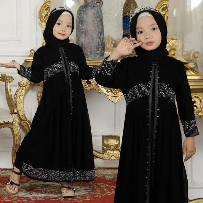 abaya  Gallery Exclusive Abaya Hitam Gamis Bordir Turkey Anak Dubai 475 ori - M(O3H5) Termurah Abaya