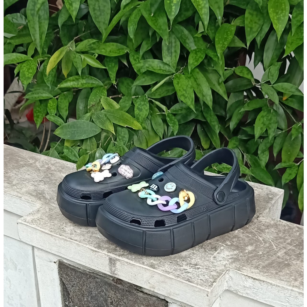 Sandal baim eva rubber perempuan sandal wedges bangkok klasik wanita E8067-1