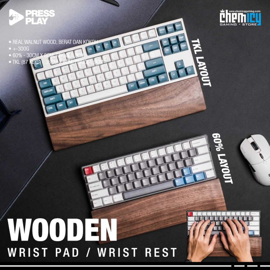 Press Play Wooden Wrist Pad / Wrist Rest