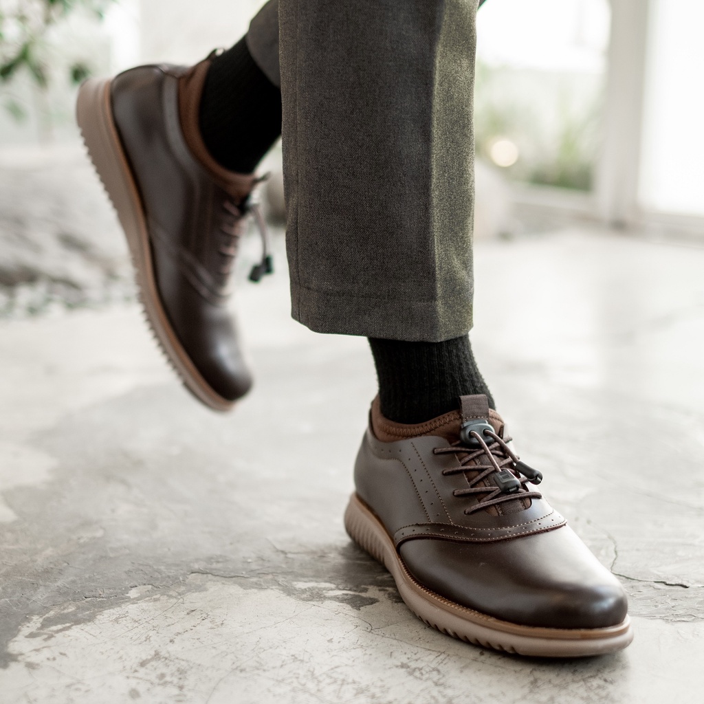 Orca Capucino - Sepatu Kulit Formal Casual Oxford Pantofel Kasual Kantor Kerja Santai Kuliah Pantopel Bertali Original