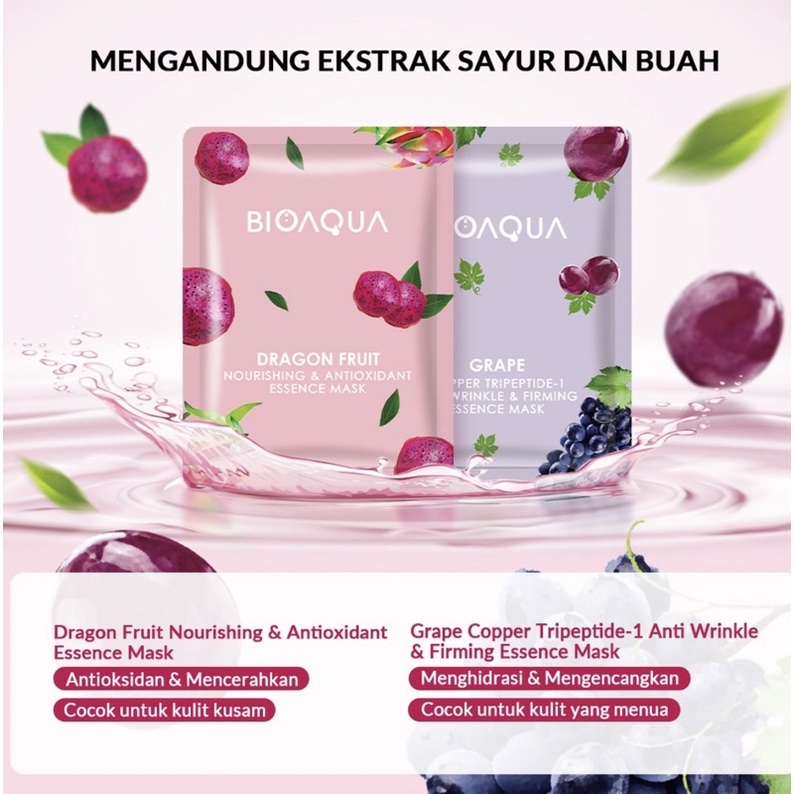 [BPOM][100%ORIGINAL] BIOAQUA MASK SHEET VEGETABLES AND FRUIT 12 VARIAN