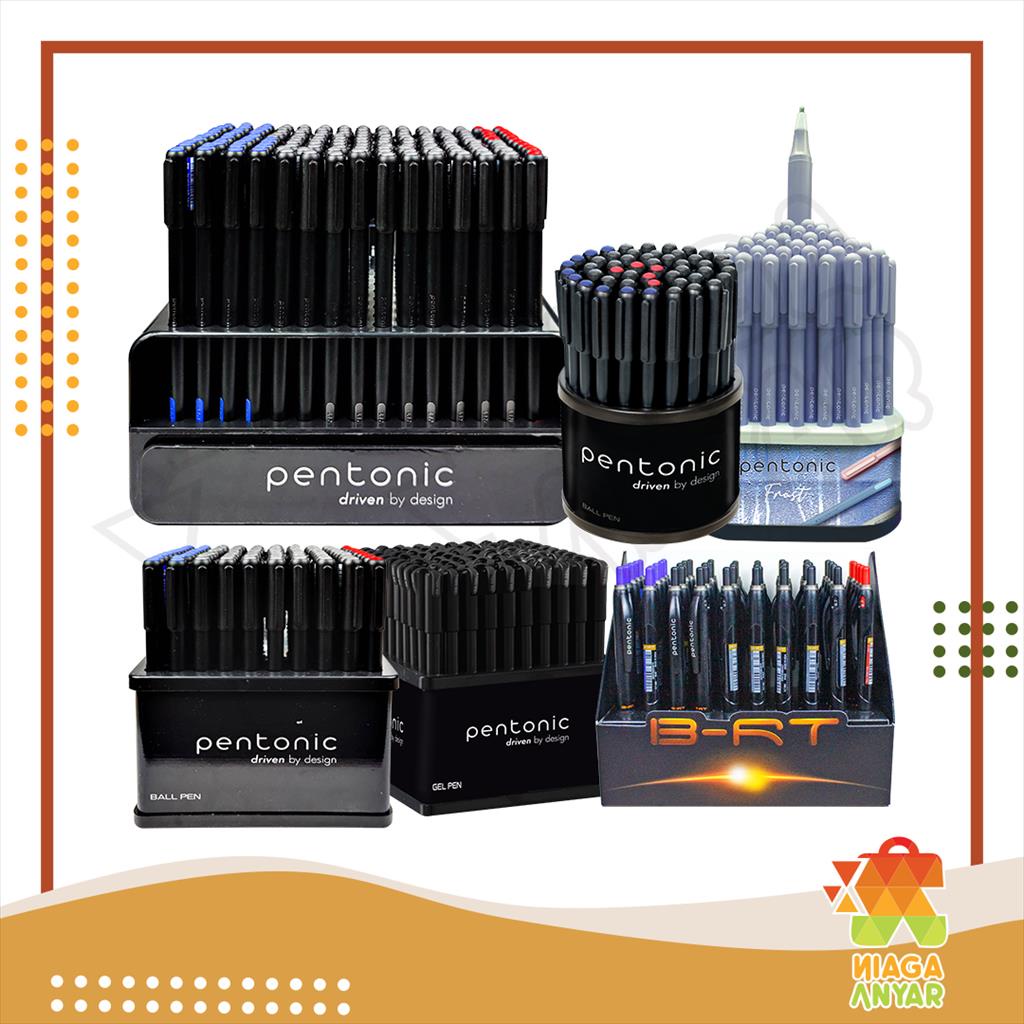 

NA PENTONIC Pulpen Box Isi 50 100 150 Frost Gel Pen / Pulpen Grosir Box Warna / Ball Pen Set Bolpoin Pena Ballpen Hitam Merah Biru