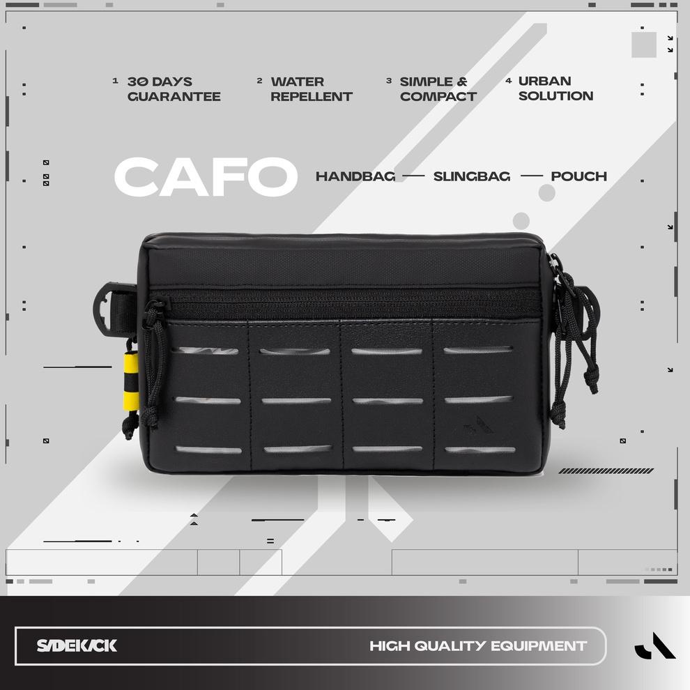 Ready stok Sidekick Project CAFO Clutch Pria Warna Hitam Multifungsi (Hand bag  + Sling bag + Hangin