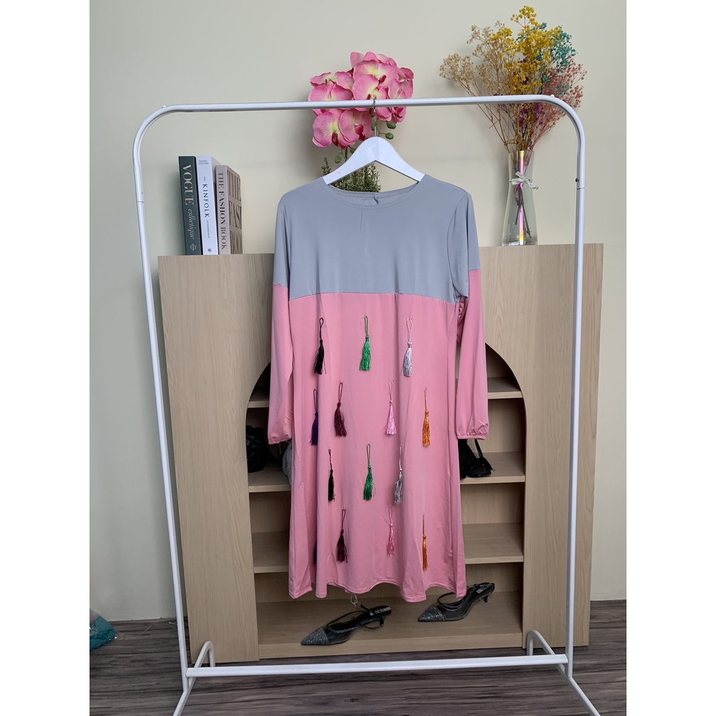 HOPYLOVY SALE - Sabia Set Setelan Wanita Bahan Jersey Model Rumbai