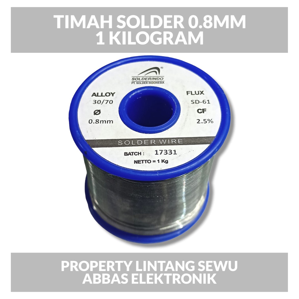 TIMAH SOLDER SOLDERINDO DIAMETER 0.8 MM 1 KG 30/70 SOLDER WIRE