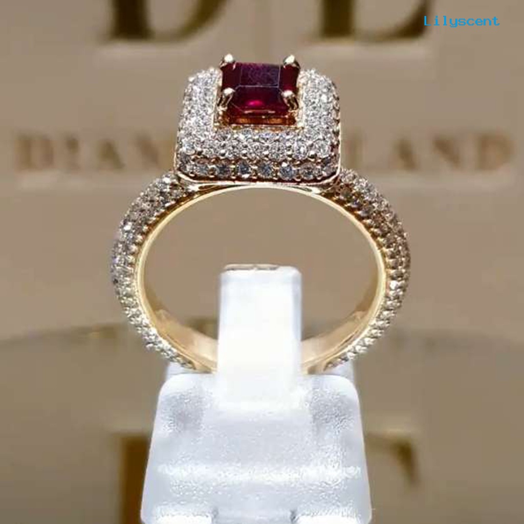 [LS] Cincin Penuh Berlian Imitasi Hias Indah Jari Band Perempuan Fashion Perhiasan Hadiah Untuk Pernikahan