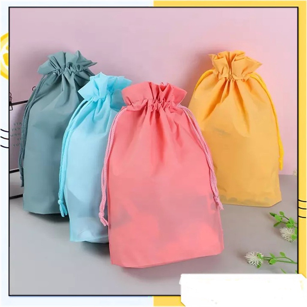 Premium Drawstring Pouch Bag Tas Serut Packaging Makeup Kantong Travel Warna Pastel Sebaguna Bahan Tebal Organizer Bag Anti Air Tempat Penyimpanan Pakaian Make Up Pouch Serut Murah