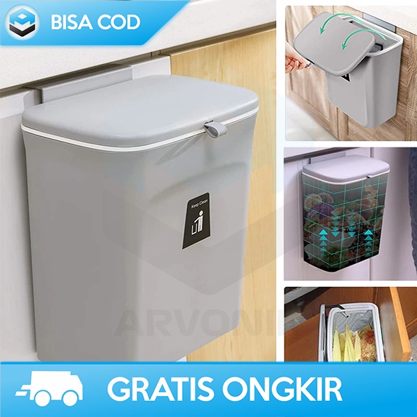 TEMPAT SAMPAH GANTUNG DENGAN TUTUP TONG SAMPAH KITCHEN WASTE TRASH BIN