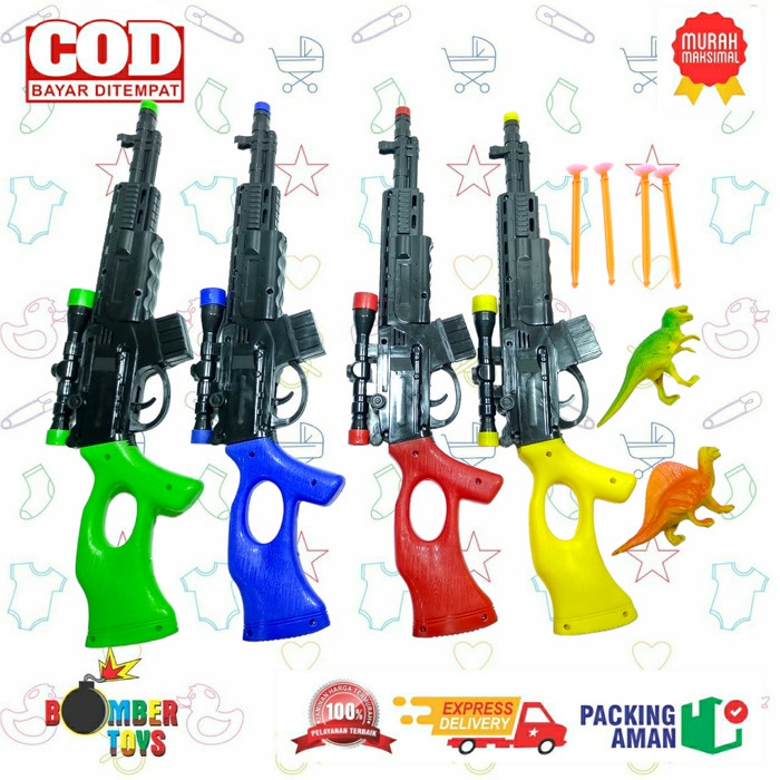 MAINAN ANAK SENAPAN PISTOL RUBBER GUN TARGET DINOSAURUS DINO SNI MURAH