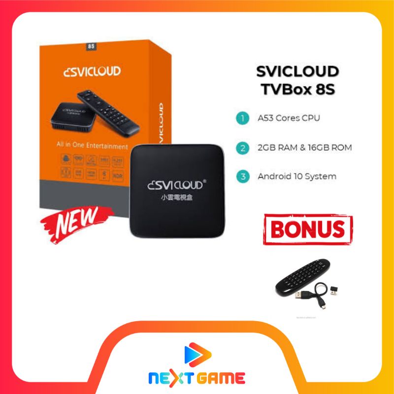 SVICLOUD 8S LITE IPTV TVBOX 9CORE 2GB/16GB 8K HDR 64BIT ANDROID 10