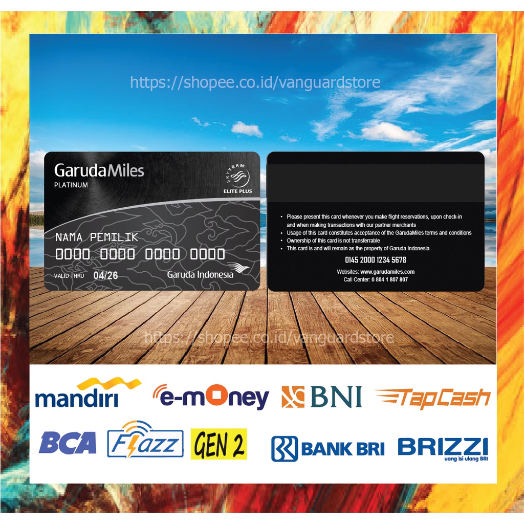 KARTU E MONEY E TOLL KARTU GARUDAMILESS 2 DEBIT CREDIT EMONEY MANDIRI FLAZZ BCA BNI TAPCASH BRIZZI BRI - 2 SISI