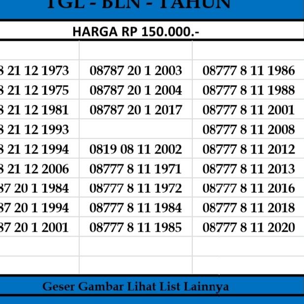 Depan1 Kartu Perdana XL 4G LTE Nomor Cantik Seri Tahun