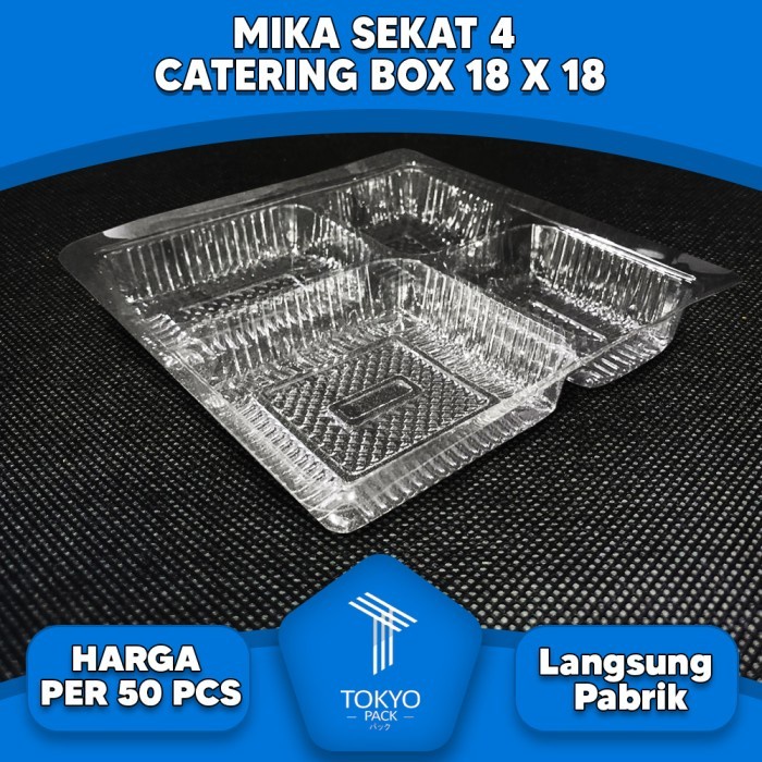 MIKA PLASTIK SEKAT 4 BOX CATERING NASI 18 / PER PCS PREMIUM