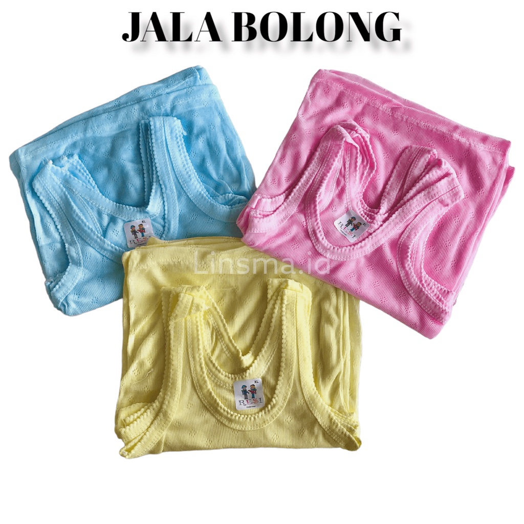 3PCS - Singlet Anak Motif Jala Bolong Diana | Kaos dalam Warna Bayi Balita Grosir Murah