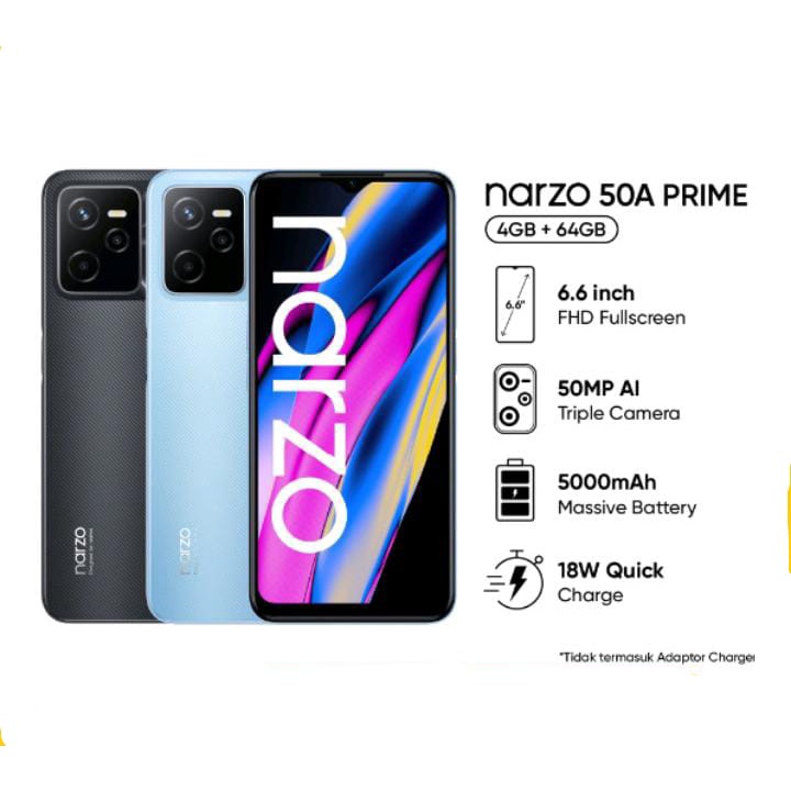 Hp Realme Narzo 50A Prime 4/64GB &amp; 4/128GB New Garansi Resmi