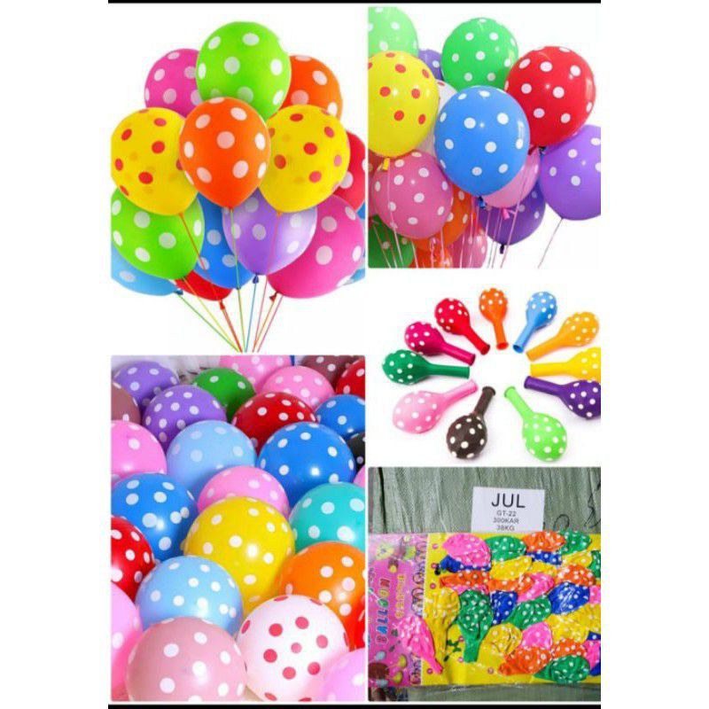 balon lembaran layer 40pcs balon latex ulangtahun polkadot happy birthday 12 inci