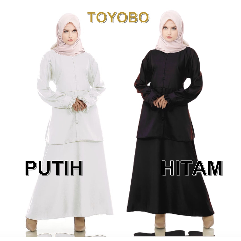 GAMIS STELAN PUTIH HITAM TOYOBO MURAH GAMIS WARNA PUTIH POLOS HITAM POLOS MODEL STELAN BAHAN TOYOBO