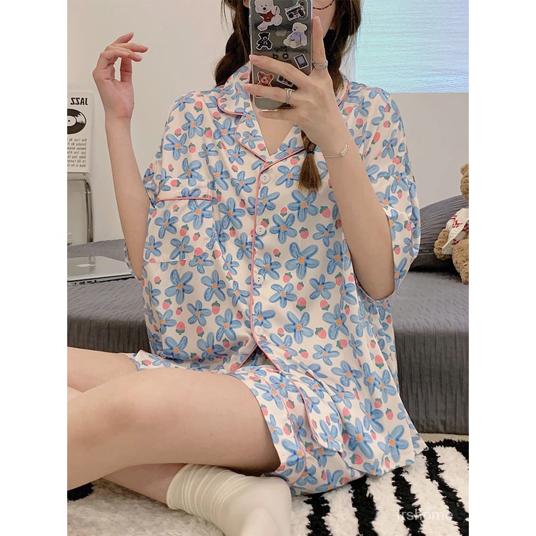 Di musim panas 2022, piyama baru Ins, Strawberry Flowers Sweet Girl Can Wear Home pakaian di musim p