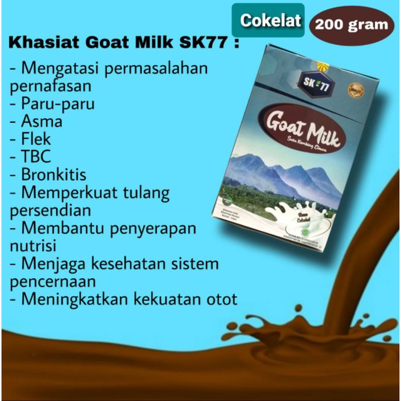 

SUSU KAMBING ETAWA BUBUK GOAT MILK SK77 COKLAT 200gr SOLUSI ASMA,TBC,FLEK,PARU,KURANG GIZI